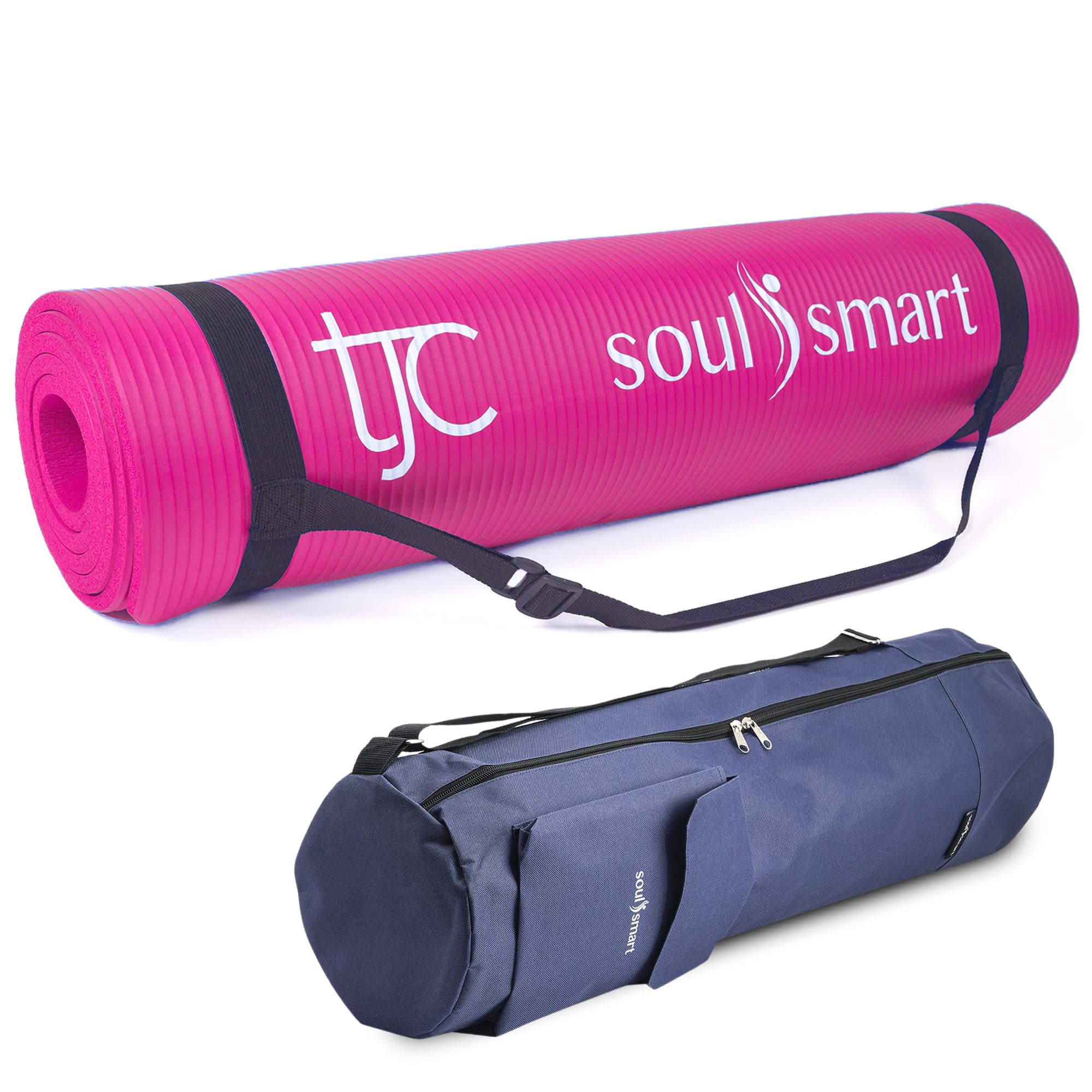 TJC NBR Non-Slip Exercise Mat - 10MM Thickness with Bag & Carrying Strap for Home Gym & Travel Yoga โ image 1