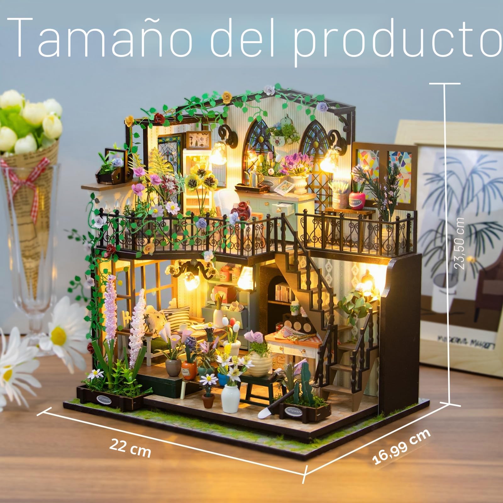 Shrike - Casa de muñecas 3D para jardín Encantado | Puzzle Book Nook de Madera Kit DIY Miniatura con Herramientas - Corte láser preciso | Regalo Creativo 14+ decoración Biblioteca 23,5x22x17cm