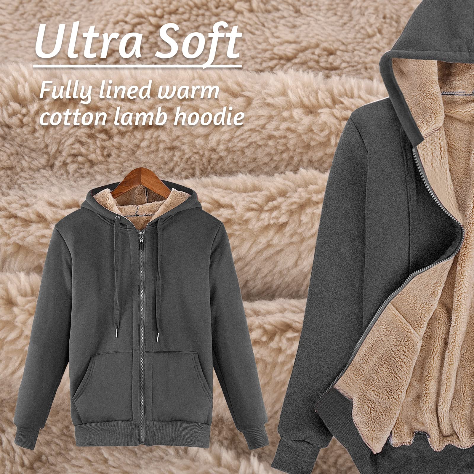Niwicee Felpe con Cappuccio Donna Pullover Addensato da Tenere al Caldo Sweatshirt Maglione Manica Lunga Cappotto Hoodie Felpa in Pile Serie Plus Pullover Cotone Zip