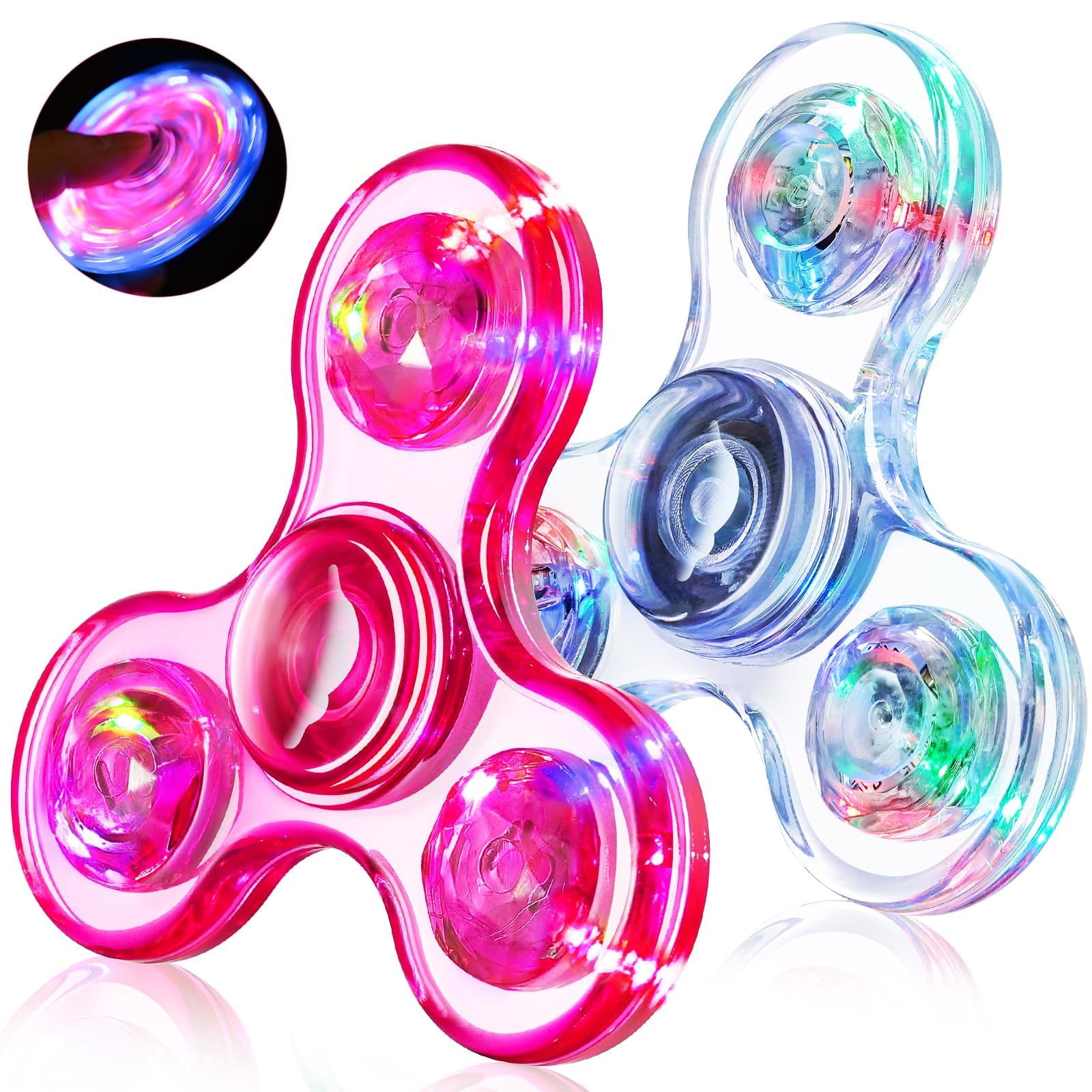 Fidget Spinner 2 Pack, Light up Sensory Fidget Toys Adults Kids Autism ADHD