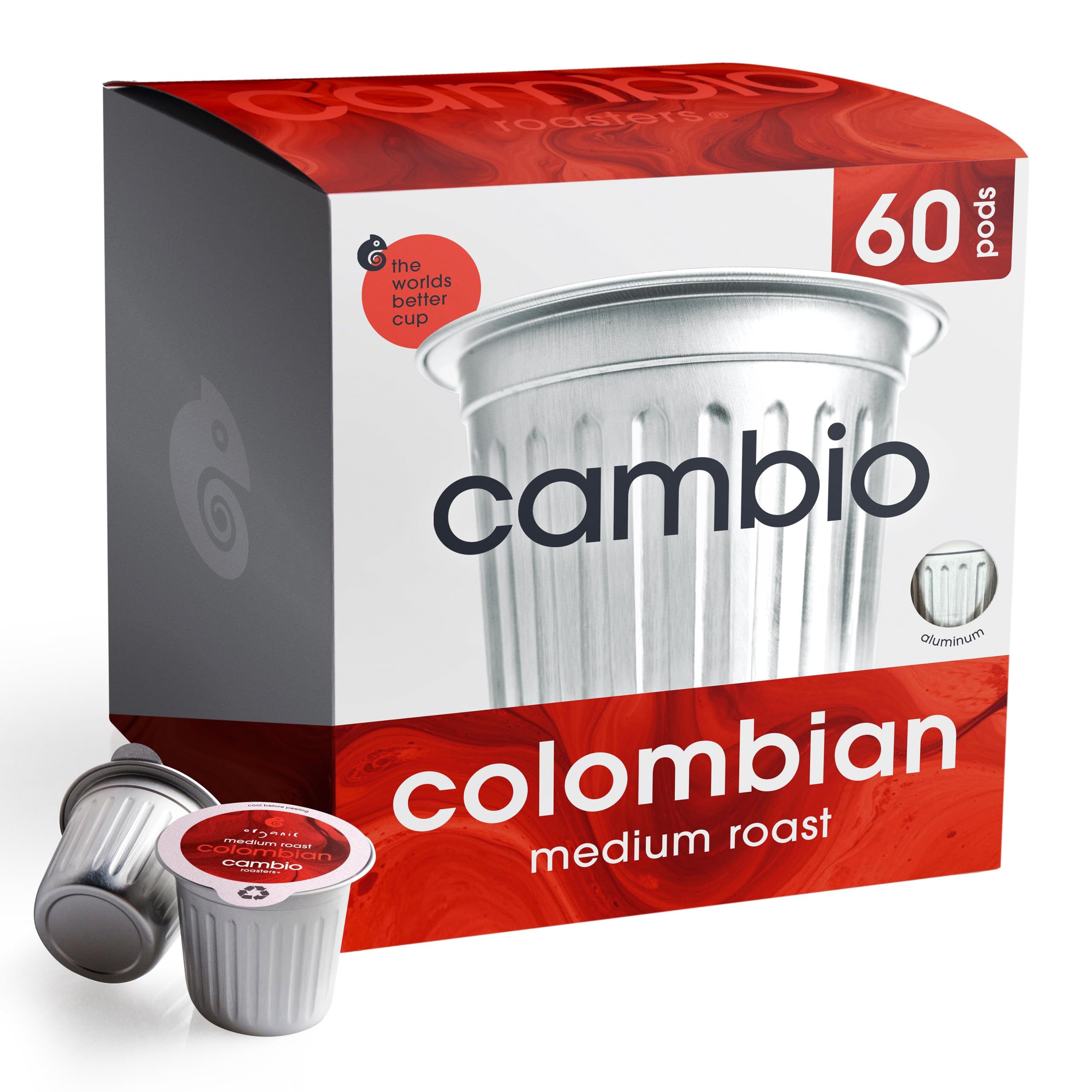 Cambio Roasters Colombian Medium Roast Organic Coffee Pods - The Only Organic Recyclable Aluminum Coffee Pods, Small Batch Roasted, Keurig Compatible,