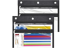 YoeeJob 3 Ring Pencil Pouch for Binder - Clear 3 Hole Pencil Pouch