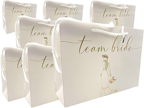 Miniatura 2 de 14 bolsas de regalo para el novio de 7 equipos y la novia de 7 equipos, con impresión de lámina plateada y dorada. Tamaño grande de 14 x 10 x 4.5