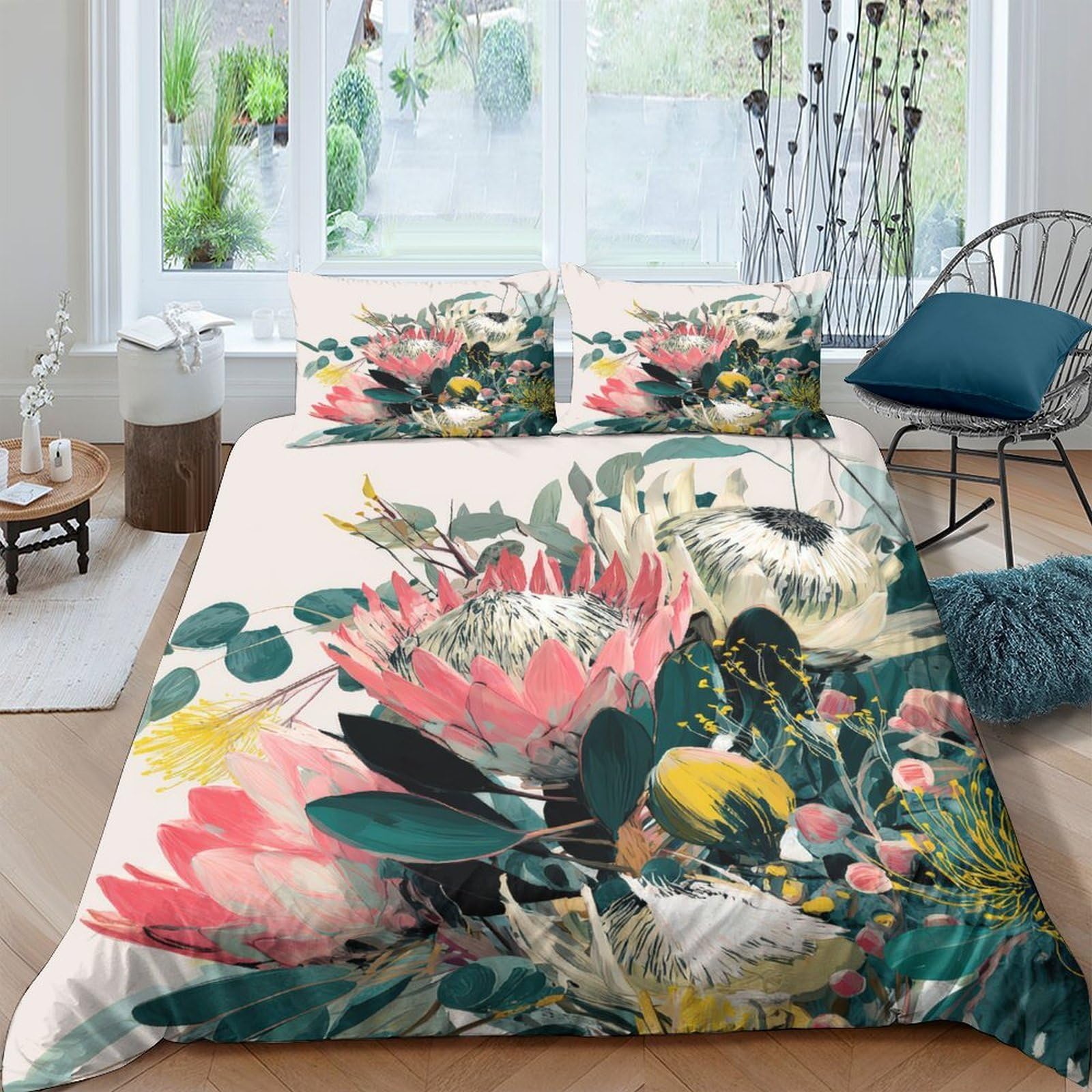 Ctjqhvkz Style-9 3D Printed Botanical Paradise Fitted Sheet Microfiber Soft Breathable Tropical Garden Bed Cover For Bedroom Decor Single（135X200cm）