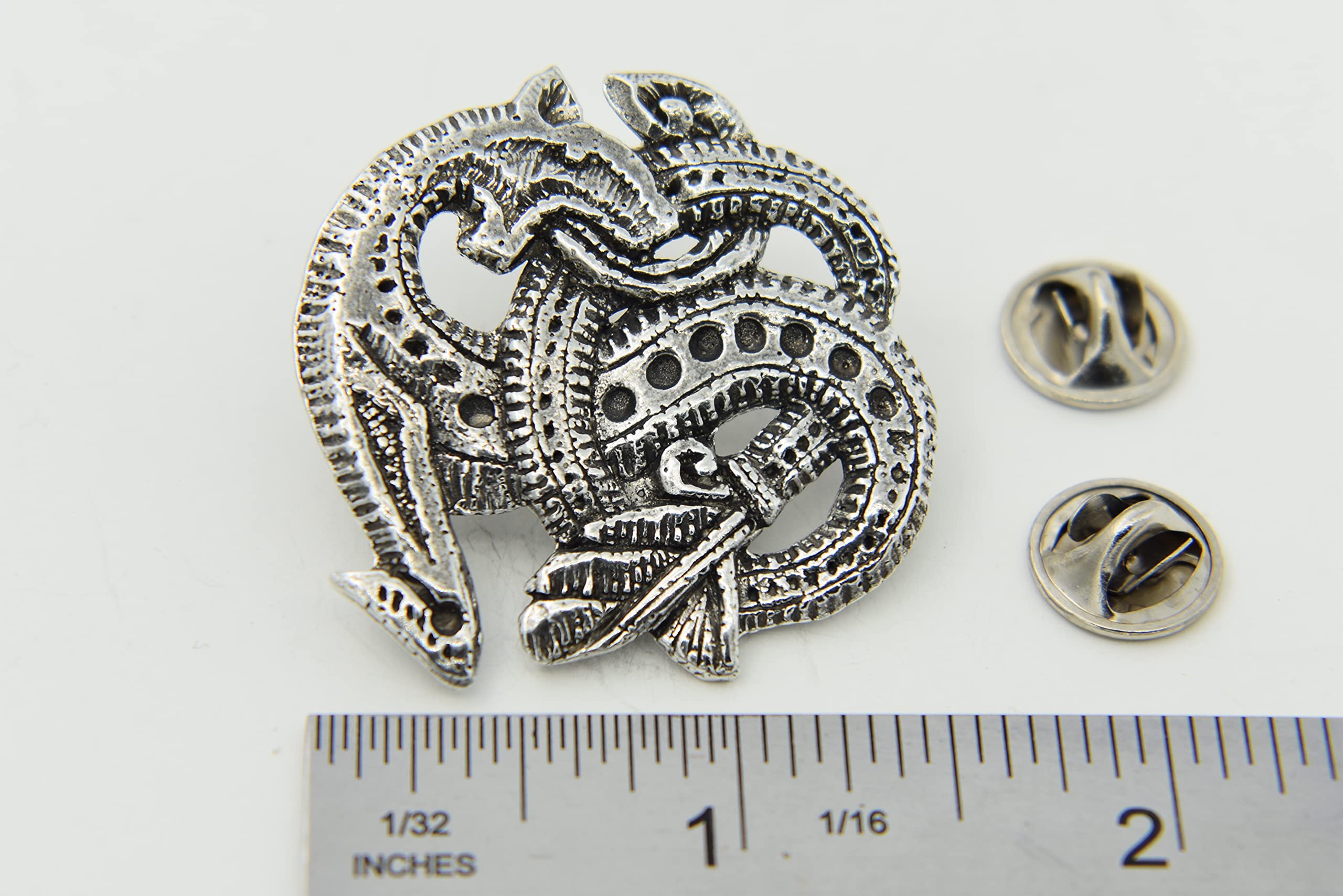 Antique Pewter Viking Dragon Pin G045