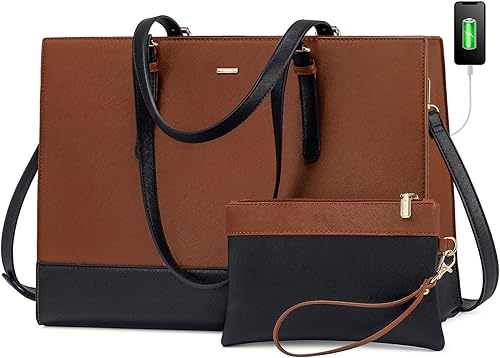 LOVEVOOK Bolsa para laptop para mujer, bolsa de mano grande de 15.6 pulgadas, bolso de hombro para trabajo de negocios