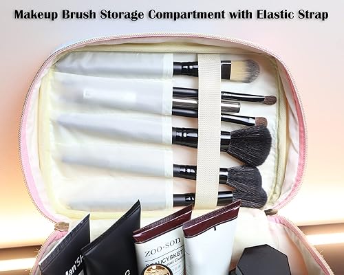 Miniatura 3 de IMCUZUR Bolsa de maquillaje organizadora de viaje para mujer, bolsa de cosméticos resistente al agua para niñas, bolsa de maquillaje de viaje para