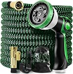 Garden Hose 25ft, Upgraded Expandable Water Hose with 10 Function Sprayer Nozzle Flexible Outdoor Yard Leak-Proof Water Pipe (25ft, Green)