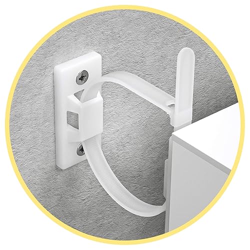 4our Kiddies Correas para muebles (paquete de 6) Kit de anclajes para muebles a prueba de bebés, anclajes de pared para gabinete que protegen a los