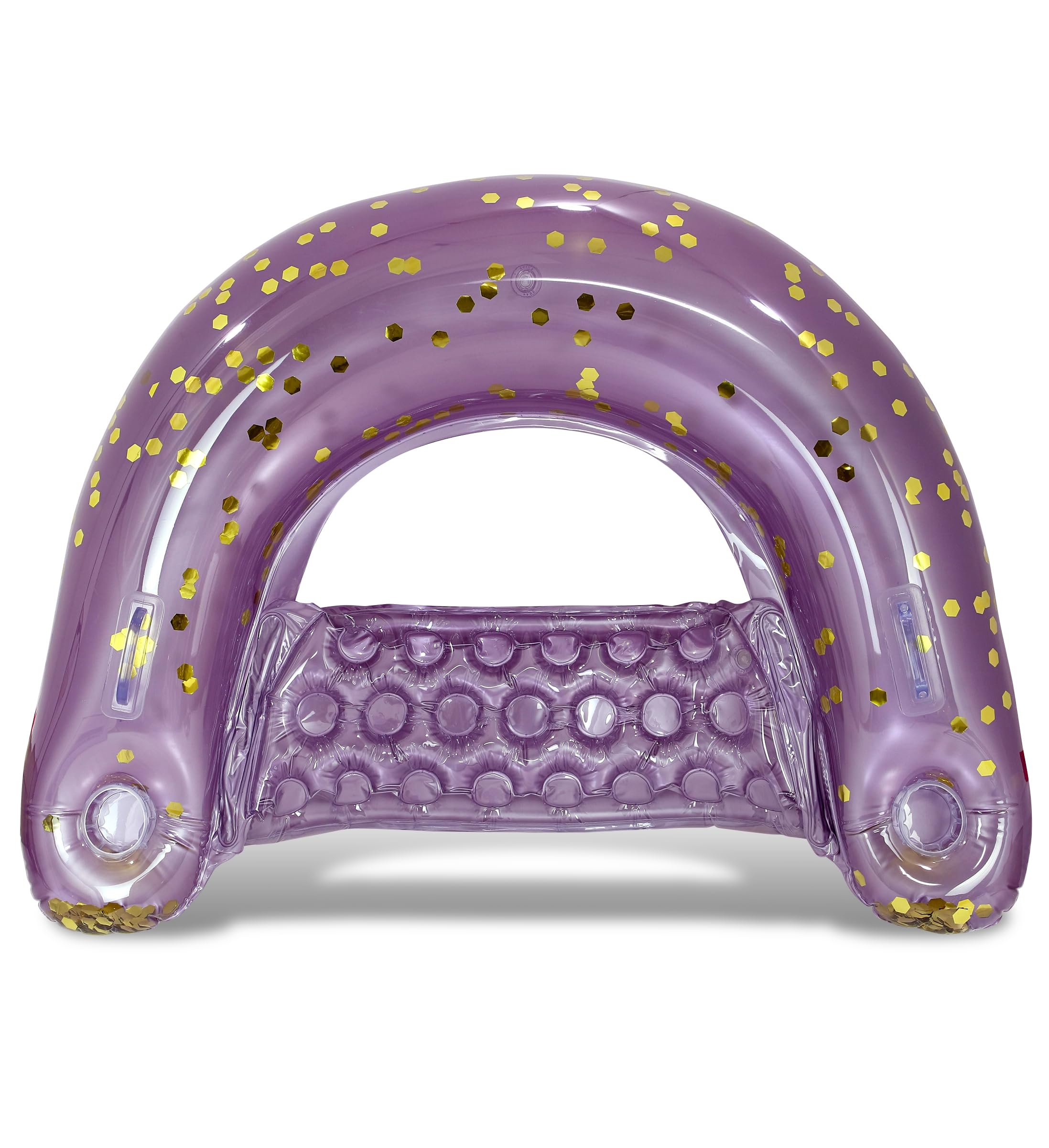 POZA Inflatable Pool Float Chair - Sparkle Confetti Lounge Inflatable Pool Floats, 2 Built in Cup Holders and Handles, Adult Inflatable Pool Lounger Floating Chair for Beach, Lake, Pool - 48x38 Inches