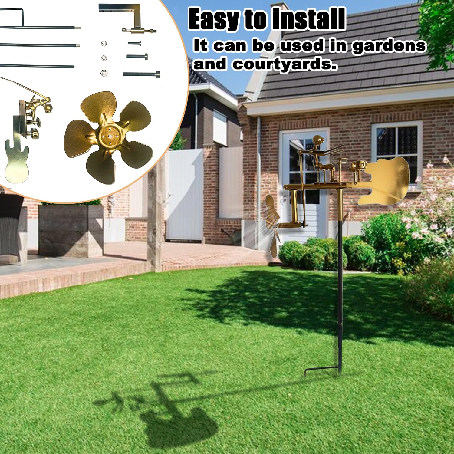 Molino de Viento Metal Hecho a Mano, Estatuas de Música de Percusión, Molino de Viento de Tambores Metálicos Hechos a Mano, Molino de Viento de Baterista, para Bailar con el Viento, para Jardín, Patio