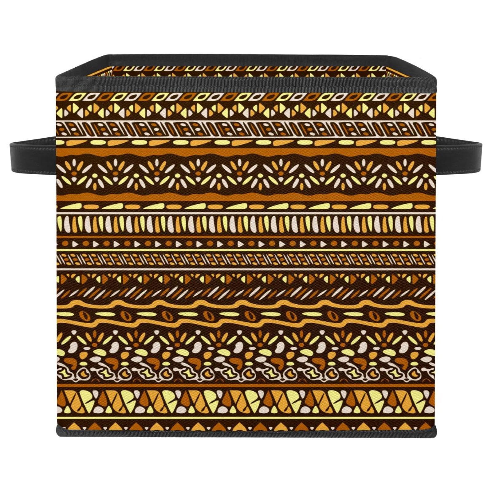 Panier de rangement en tissu avec poignées solides style bohême vintage
