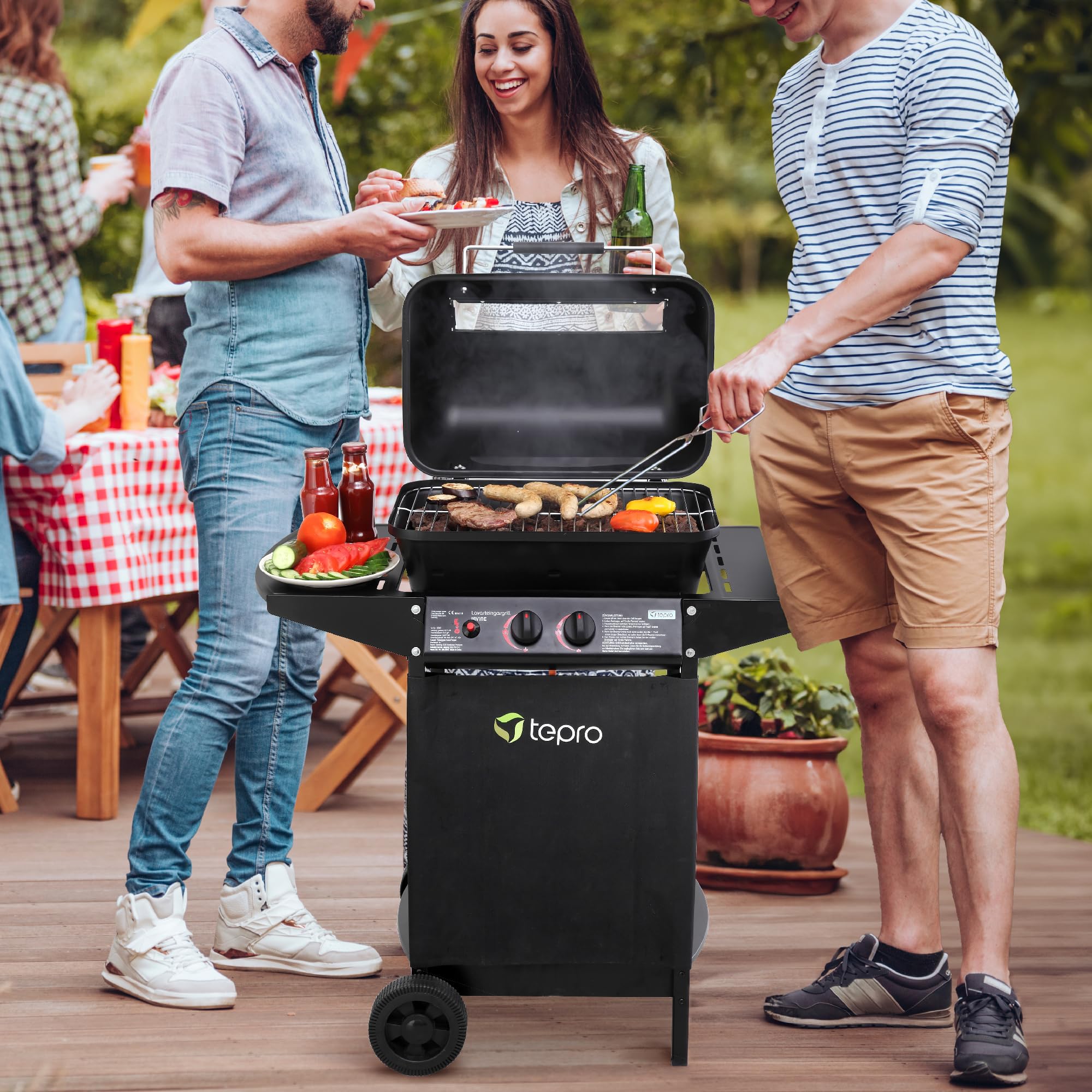 tepro Grill gazowy z lawy wulkanicznej Irvine, moc całkowita maks. 5,4 kW, powierzchnia grillowania: ok. 50 x 31 cm