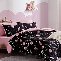 Vista 28 de SLEEP ZONE Juego de edredón de 5 piezas para niños, tamaño individual, súper lindo y suave, ropa de cama para niños en una bolsa, juego de 5 piezas