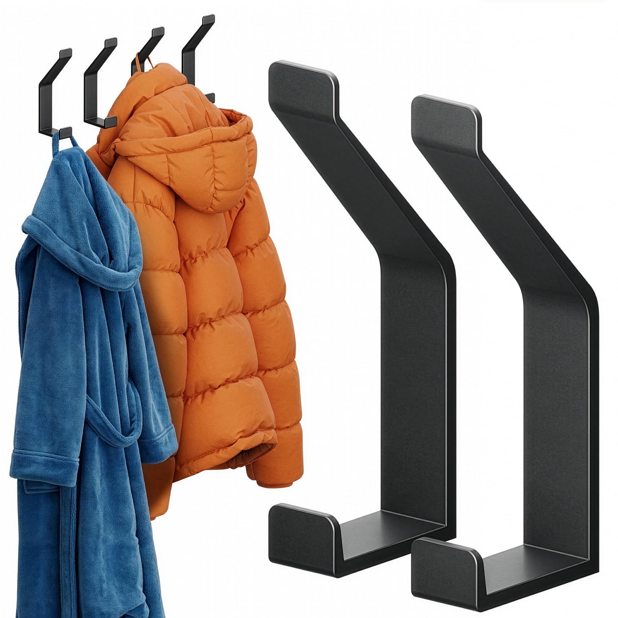 Minismus Garderobenhaken Schwarz, Kleiderhaken Garderobe, Kleiderhaken Schwarz, Jacken Haken Wand, Garderobenhaken 6er Set, Wandhaken, Jackenhaken Aluminium Küche, Haushalt & Wohnen