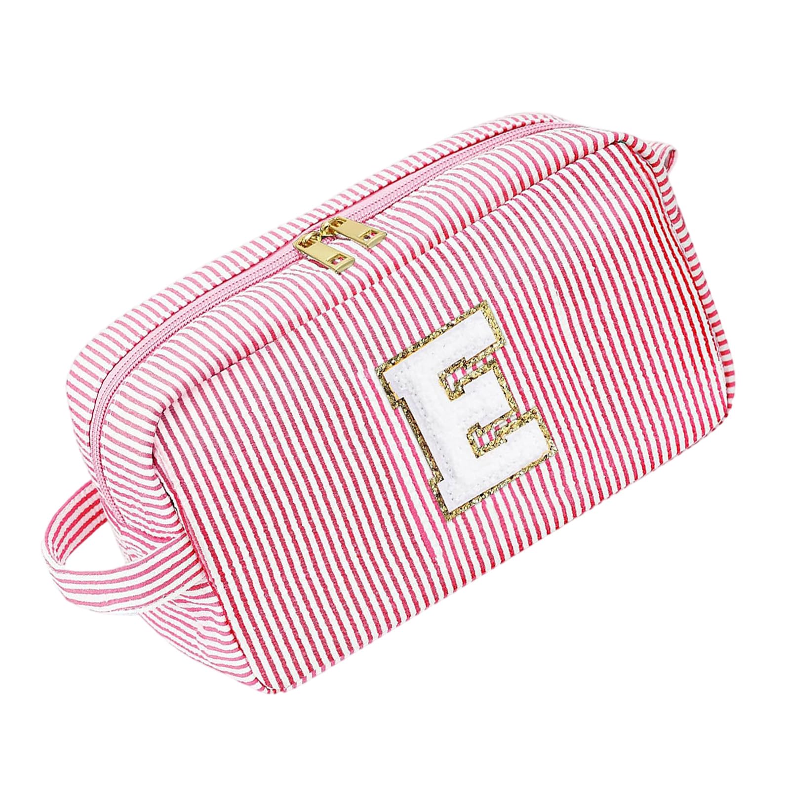 Elnwnnkc Large Striped Cosmetic Bag Travel Makeup Pouches Portable Knitting Supplies Storage Case Craft Tool Organiser for Women Spacious Sewing Organiser