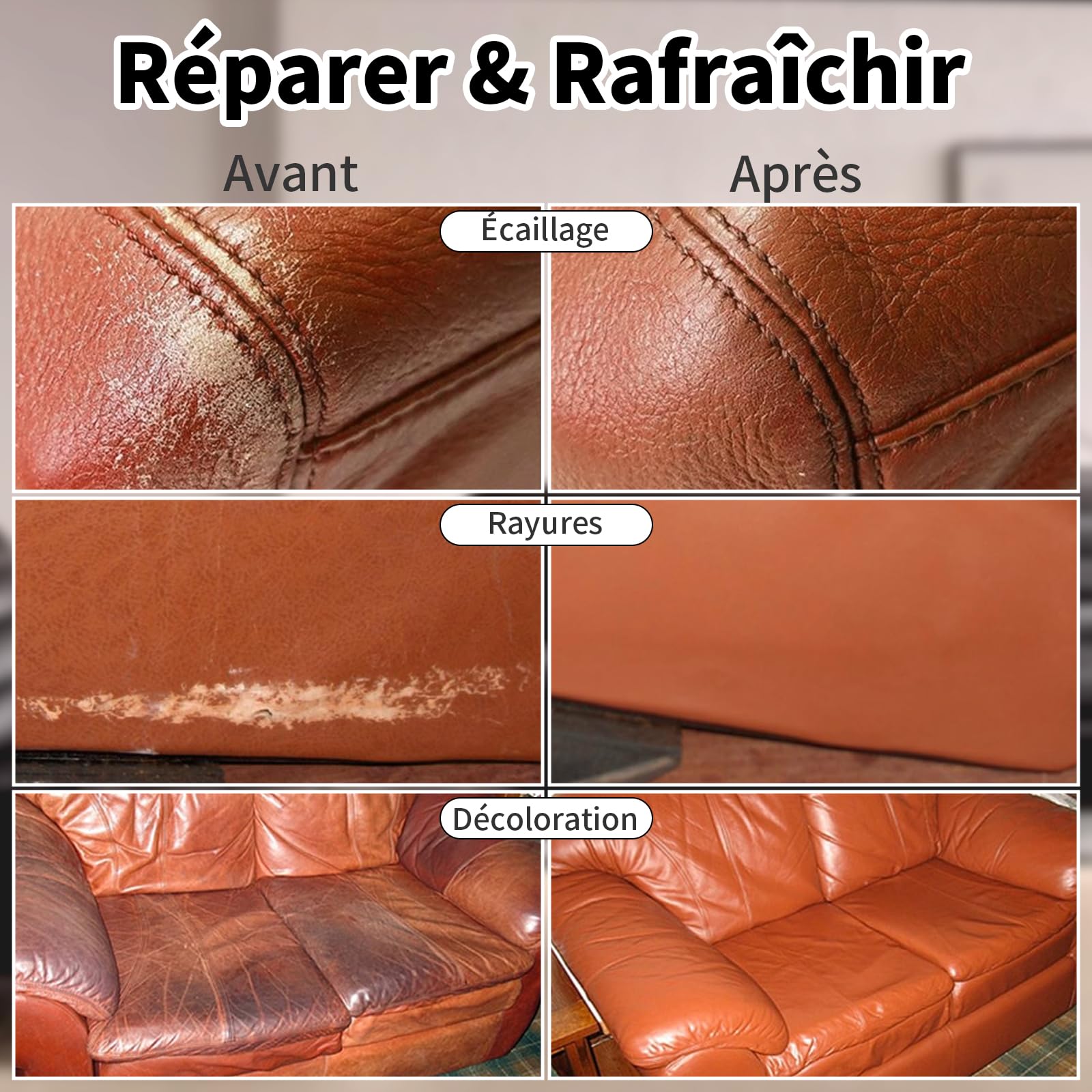 SHADAIWUYU Kit Reparation Cuir,240g Teinture Cuir Brun Clair,Peinture Cuir Liquide pour Réparer Les éraflures et la Décoloration sur Canapés, Meubles en Vinyle, Sièges d'auto, Chaussures et Selles