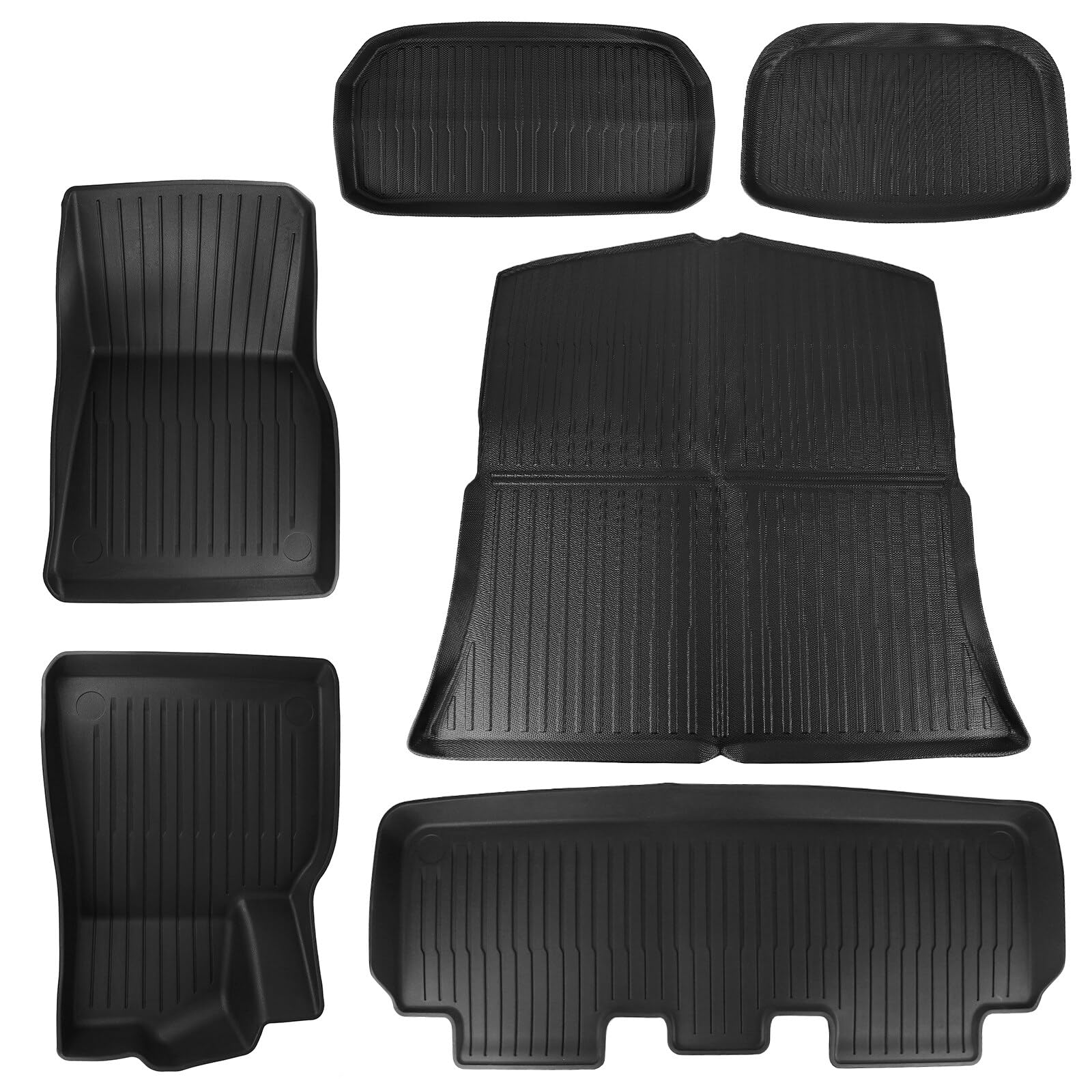 Photo 1 of moseiny 6PCS Floor Mat Compatible for Tesla Model Y 2020-2023, Full Set Black