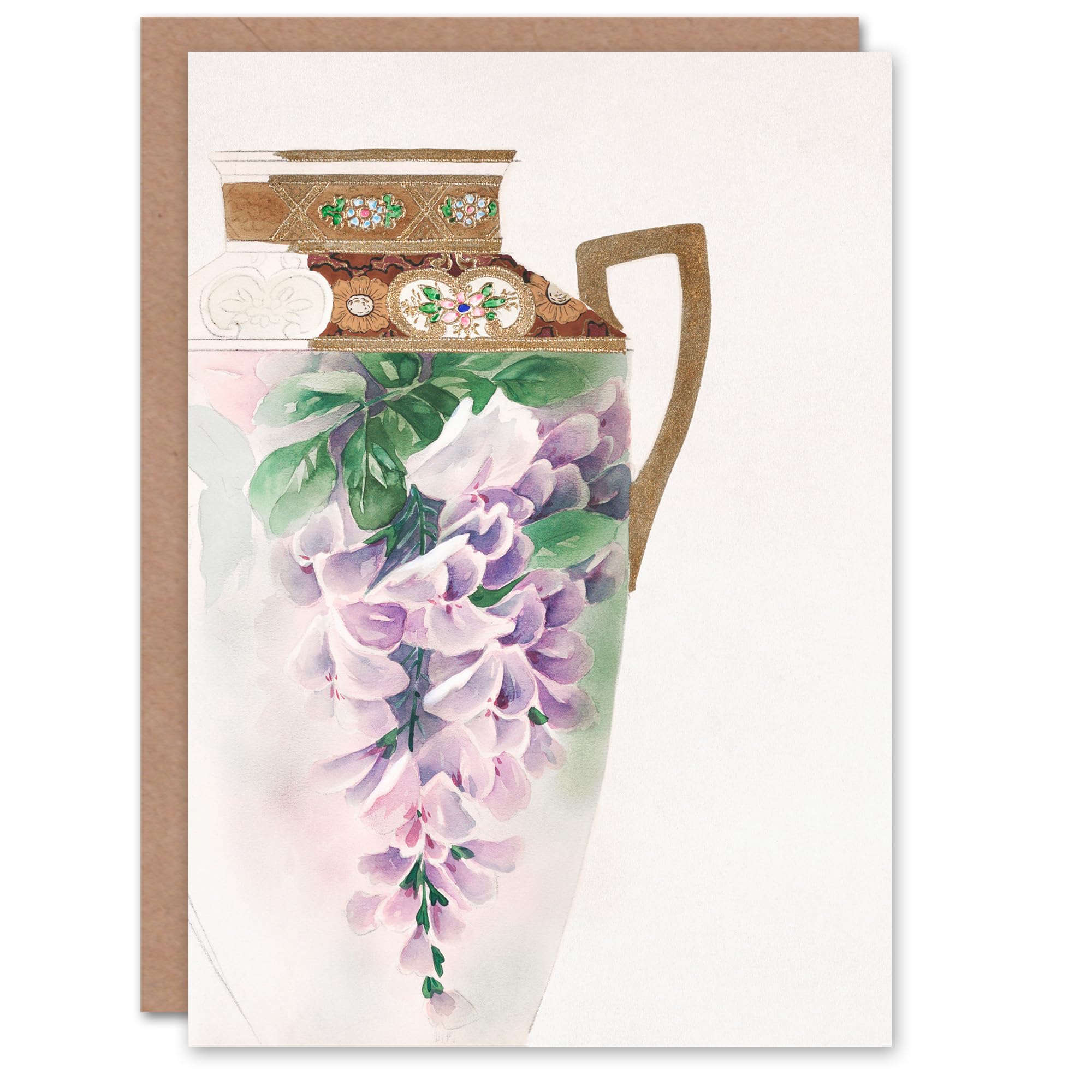 Artery8 Noritake Factory Japanese Art Card Vintage Floral Design For Ewer