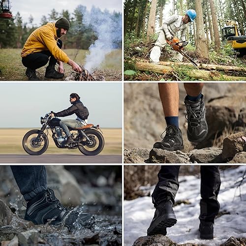 Miniatura 6 de FREE SOLDIER Botas de senderismo impermeables para hombres, botas negras, zapatos de senderismo para hombres