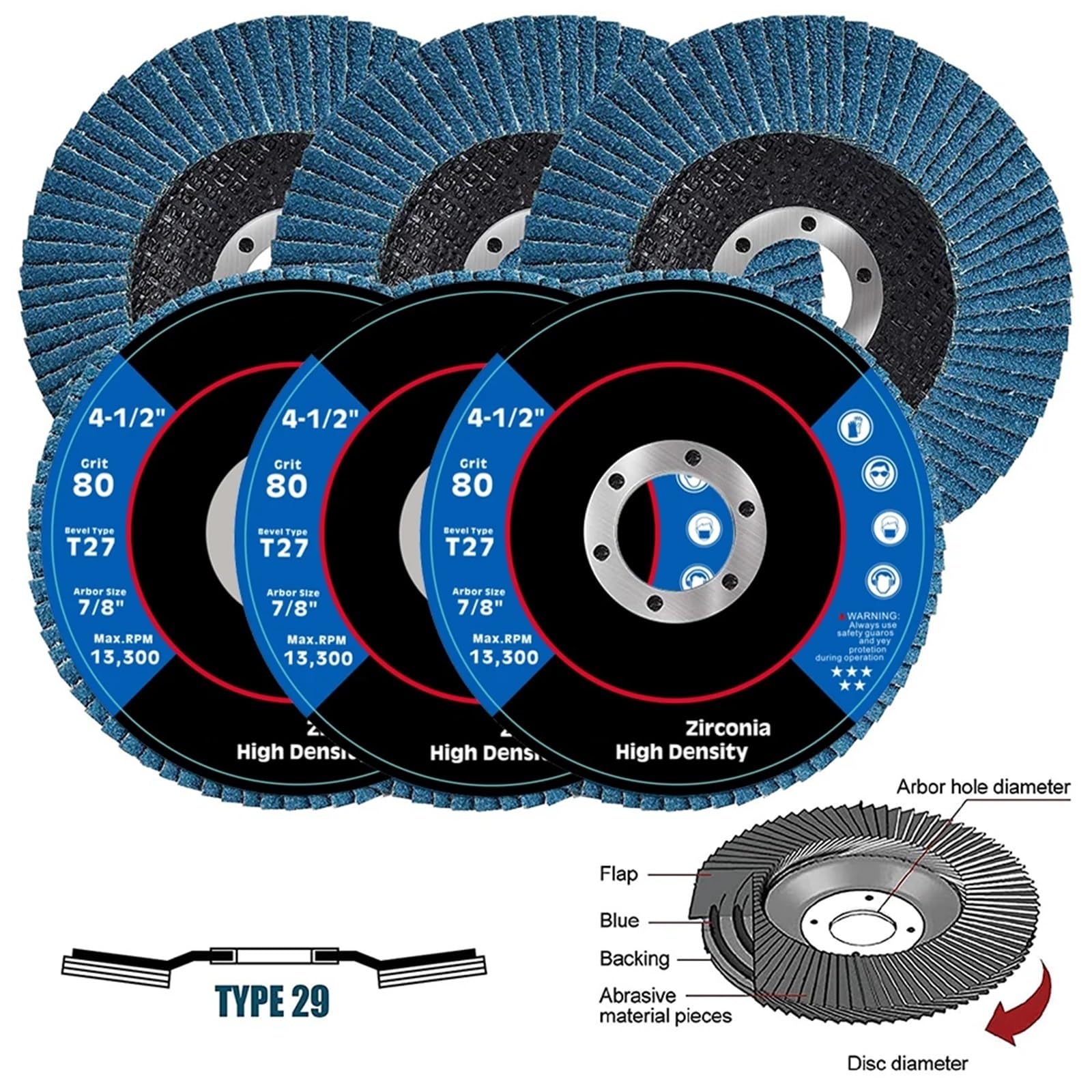 schleifscheiben winkelschleifer 2/10 Stück 4,5-Zoll-Fächerscheiben 115 mm Zirkonia Schleifwinkelschleifer Polierscheibe for Schneiden von Metall und Holz