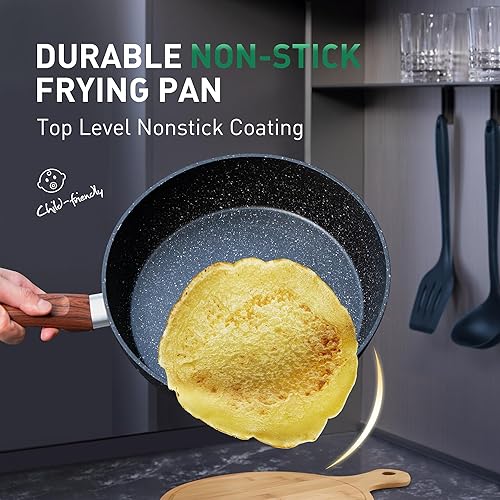 Miniatura 9 de Kitchen Academy - Juego de utensilios de cocina martillados de inducción, juego de 12 sartenes antiadherentes, juego de ollas y sartenes de granito