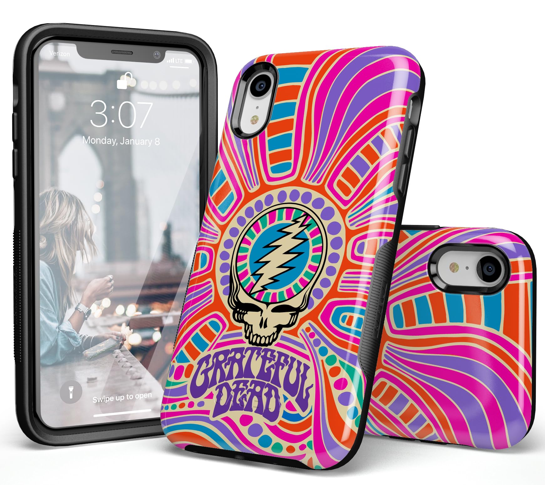 iPhone XR Phone Case Art Of Chaos Grateful Dead Skull Case Bold Protective  Design