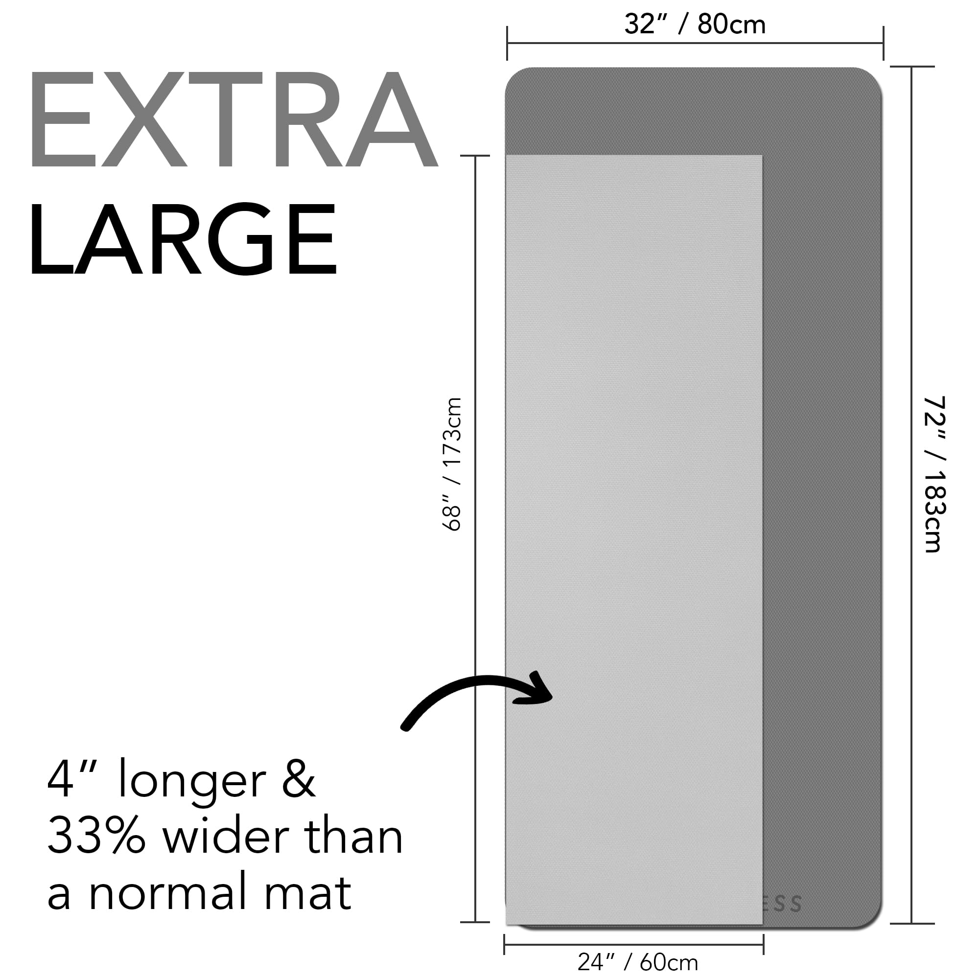 Karma Fitness Duża mata do ćwiczeń – bardzo duża i bardzo gruba mata do jogi (183 cm x 80 cm x 10 mm), mata fitness TPE z bezpłatnymi paskami do noszenia, idealna do treningu HiiT
