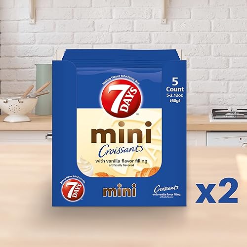 Miniatura 15 de 7Days - Mini bolsas de croissant, relleno de cereza y vainilla, bolsa de aperitivos de tamaño individual, aperitivos de panadería para llevar