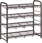 SONGMICS Stackable Shoe Rack, 4-Tier Shoe Storage Organizer, Hold up to 16 Pairs, Black ULMR067B01