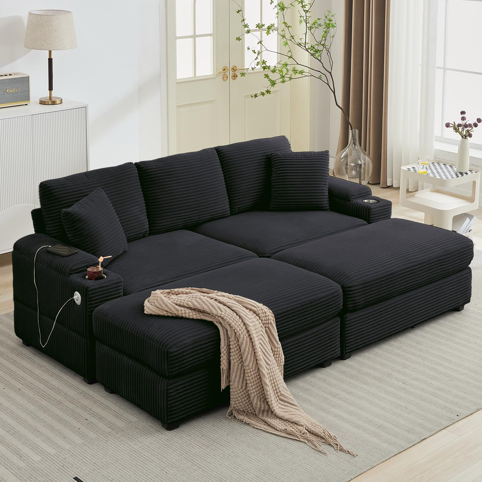 Lakifun 86.6 inch Sectional Sofa Couch