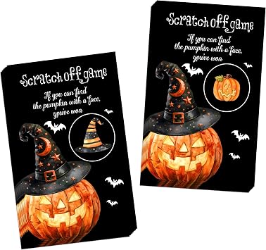 Halloween Scratch Off Cards, Halloween Party Game Supplies, Pumpkin And Bat Scratch Cards For Prizes, Party Congrats Raffle Tickets, Lucky Draw Game For Adults, 50 Pack06