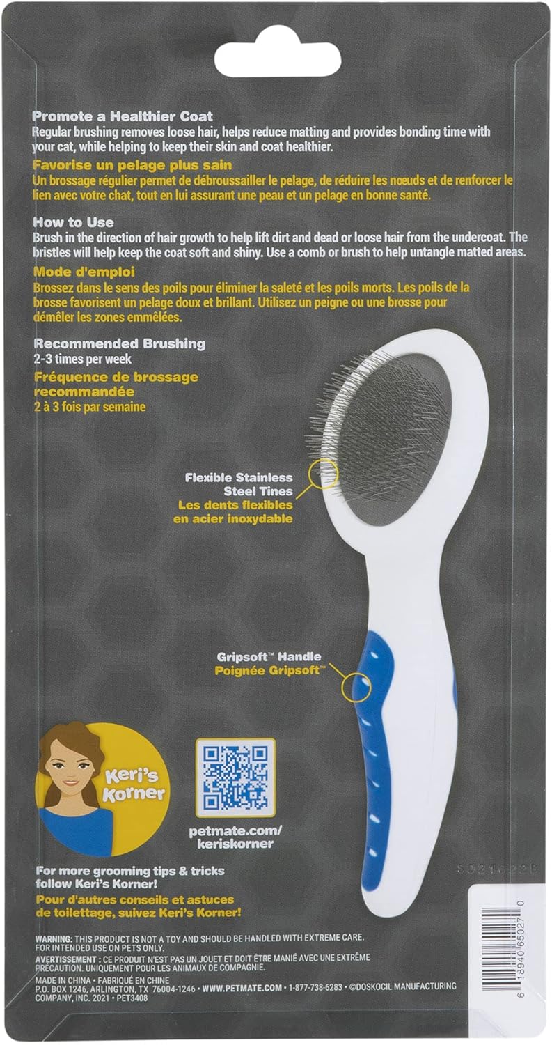 GripSoft Cat Brush, White/ Blue, One Size : Cat Brush For Shedding : Pet Supplies