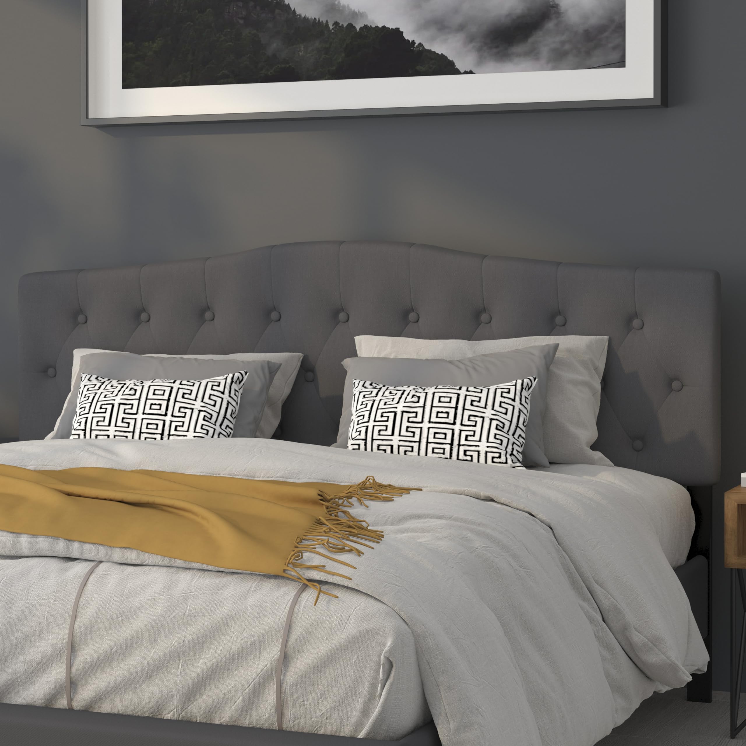 EMMA + OLIVER Dark Gray King Tufted Headboard
