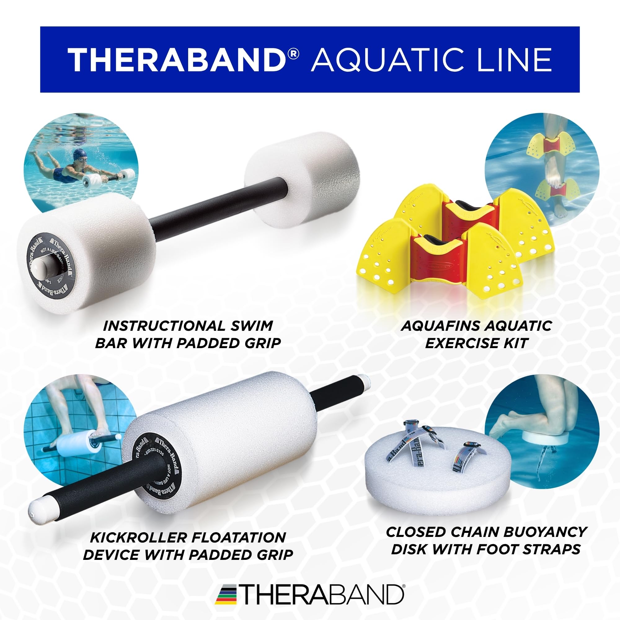 Theraband Zamknięty łańcuch pływacki z paskami na stopy, sprzęt do hydroterapii bioder, nóg i ramion, stabilizacja, lekcje pływania, trening pływania i ćwiczenia wodne