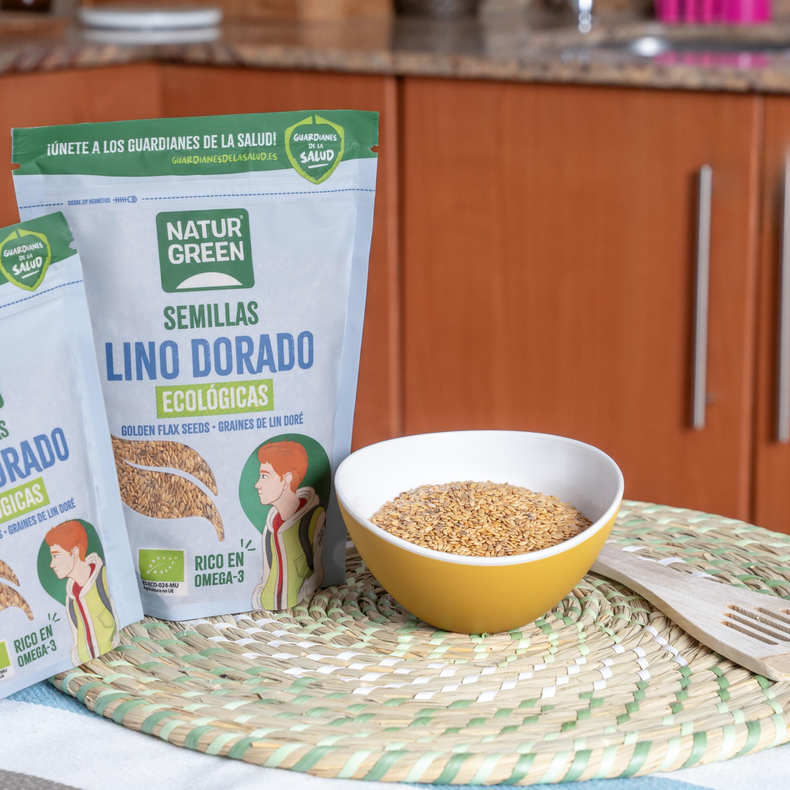NaturGreen Lino Dorado Bio 500g | Alto en Fibra y Proteína | Fuente de Omega-3 | Sin Azúcares Añadidos | Superalimento Ecológico | Ideal para Dietas Veganas y Saludables
