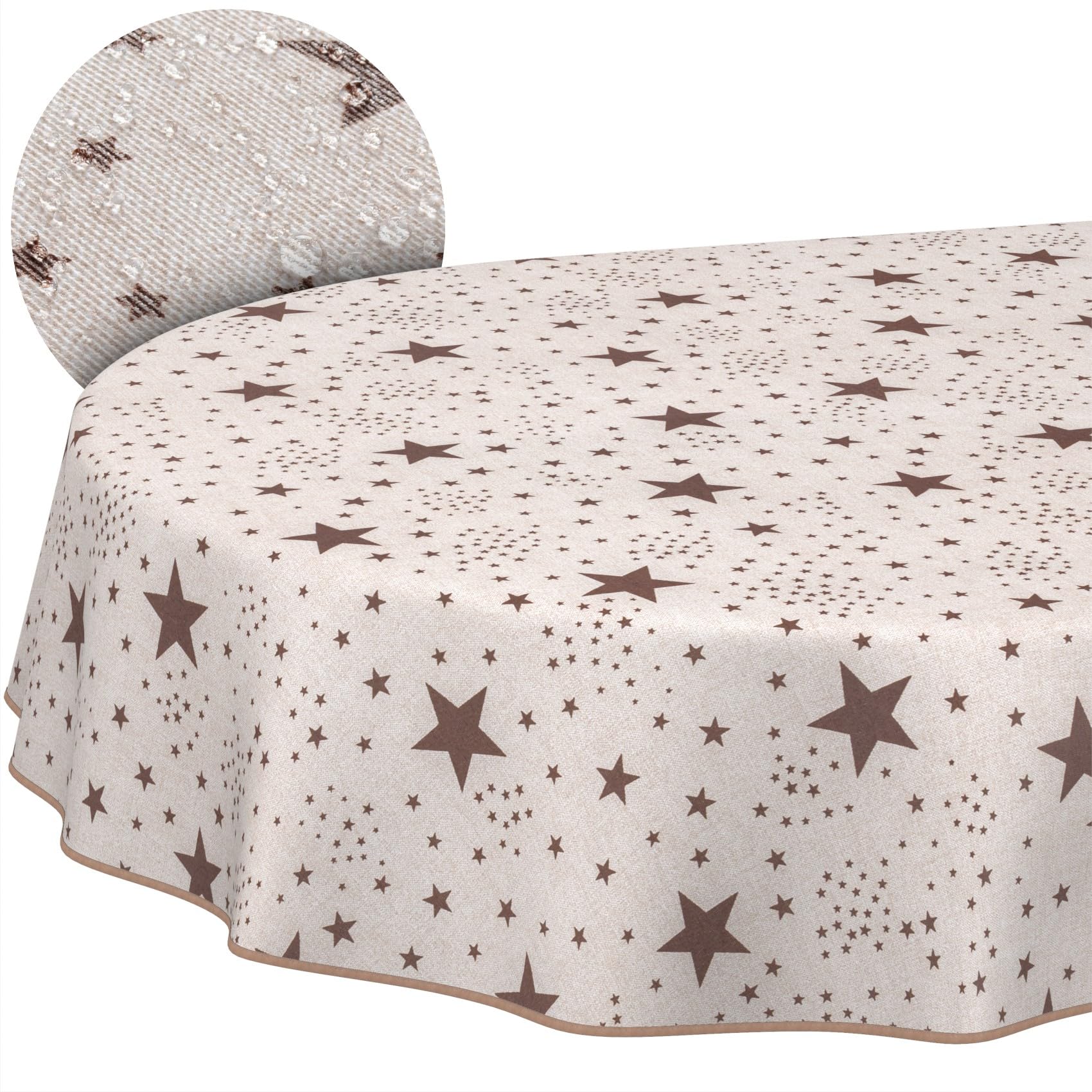 Mantel de tela textil lavable, mantel de algodón, poliéster, estrellas, ovalado, 280 x 140 cm, para interior y exterior