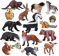 UANDME 16PCS Forest Animals Baby Figures - Woodland Creatures Mini Figurines, Cake Toppers, Cupcake Decor, Kids Birthday Gifts