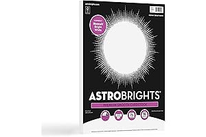 Astrobrights Bright White 8.5" x 11" Cardstock, 65 lb, 75 Sheets