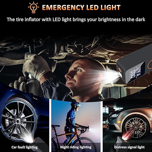 Miniatura 6 de Bomba de neumáticos, bomba inalámbrica multifunción eléctrica EAFC con carga USB, inflado rápido, adecuada para coches, bicicletas, pelotas de