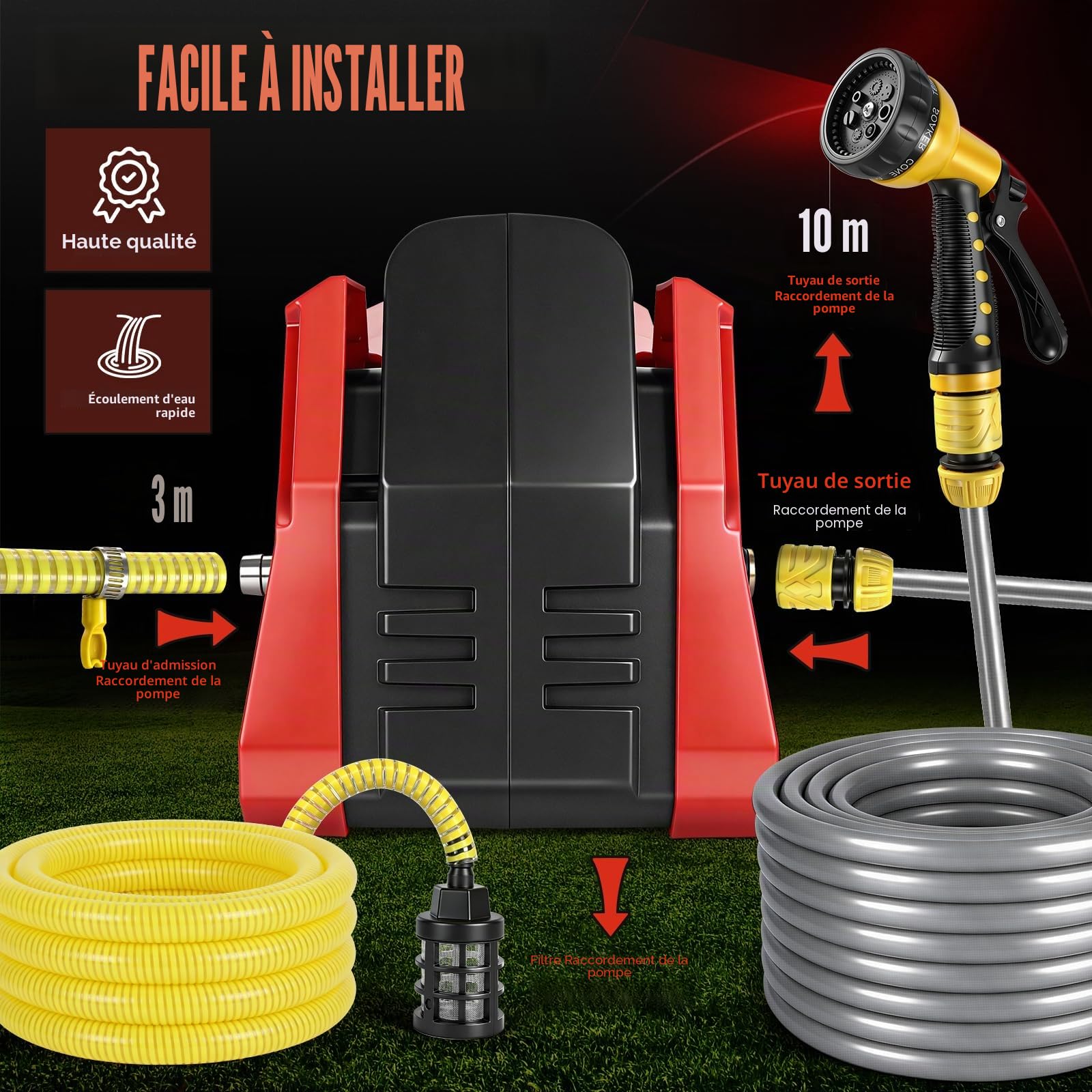 Pompe de transfert d'eau compatible avec batterie Milwaukee 18 V, pompe utilitaire électrique portable, pompe de transfert sans fil pour la maison, la piscine, le camping-car, le jardin, le jacuzzi