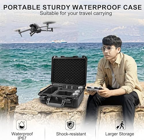 Miniatura 7 de Lekufee Funda de transporte impermeable para DJI Air 3S, Air 3 Drone, Fly More Combo, DJI RC 2/RC N3/N2 mando a distancia y accesorios (solo funda)