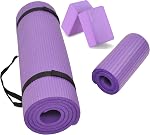 BalanceFrom All Purpose 1/2-Inch Extra Thick High Density Anti-Tear Exercise Yoga Mat and Knee Pad with Carrying Strap and Yoga Blocks, Red