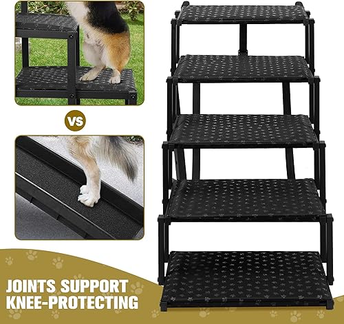 Miniatura 4 de Escaleras para perros para automóvil rampas plegables para perros grandes con superficie antideslizante, escalones portátiles para perros para