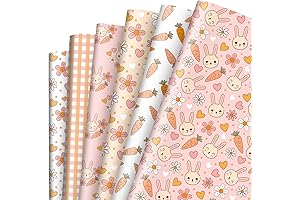 12 Sheets Bunny Easter Wrapping Paper Roll