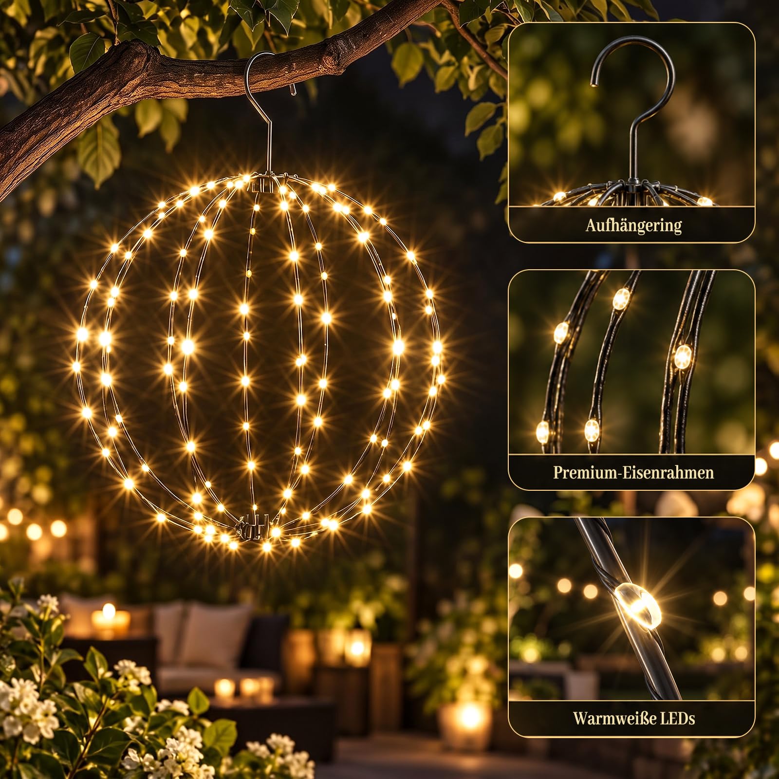SUNYRISY Illuminazione natalizia per esterni/interni, sfera luminosa a LED