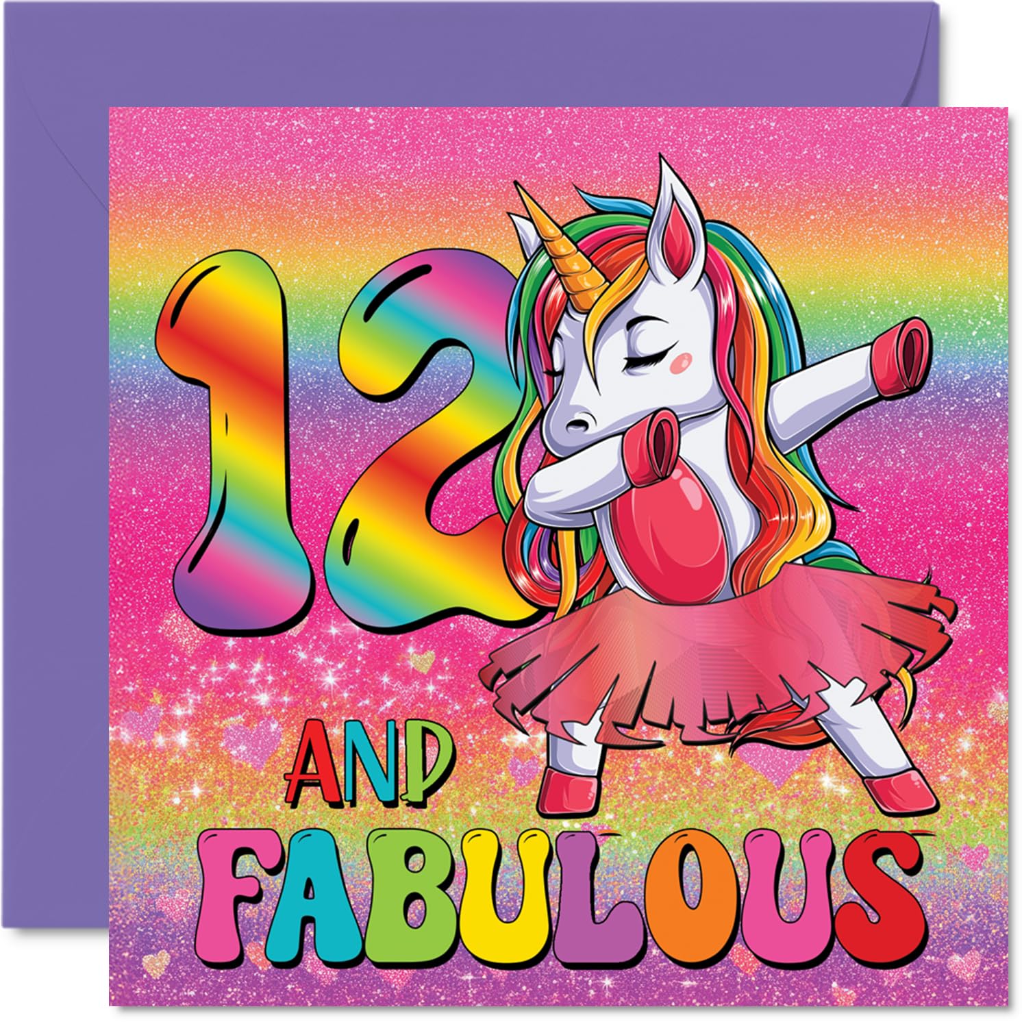 12th Birthday Cards for Girls - Fabulous Unicorn - Happy Birthday Card for 12 Year Old Girl Daughter Niece Cousin Sister, 145mm Bday Greeting Cards