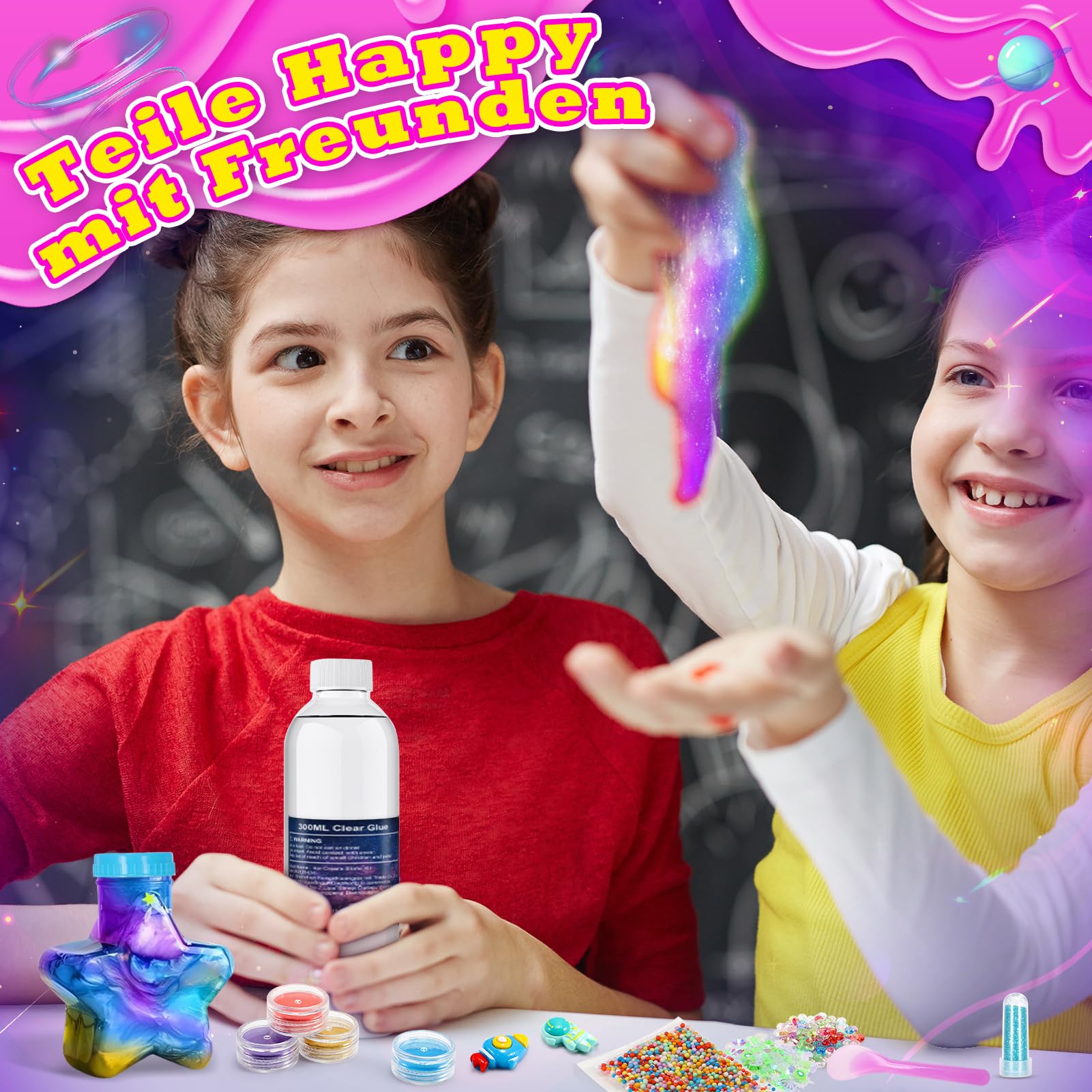 Hapikids Schleim Selber Machen Set, Schleim Kinder Oster Geschenk Mädchen 6 7 8 9 10 Jahre Galaxy Slime Set zum Selbermachen Junge 6-12 Jahre Geschenkideen DIY Set Kinder Spielzeug Schleimlabor