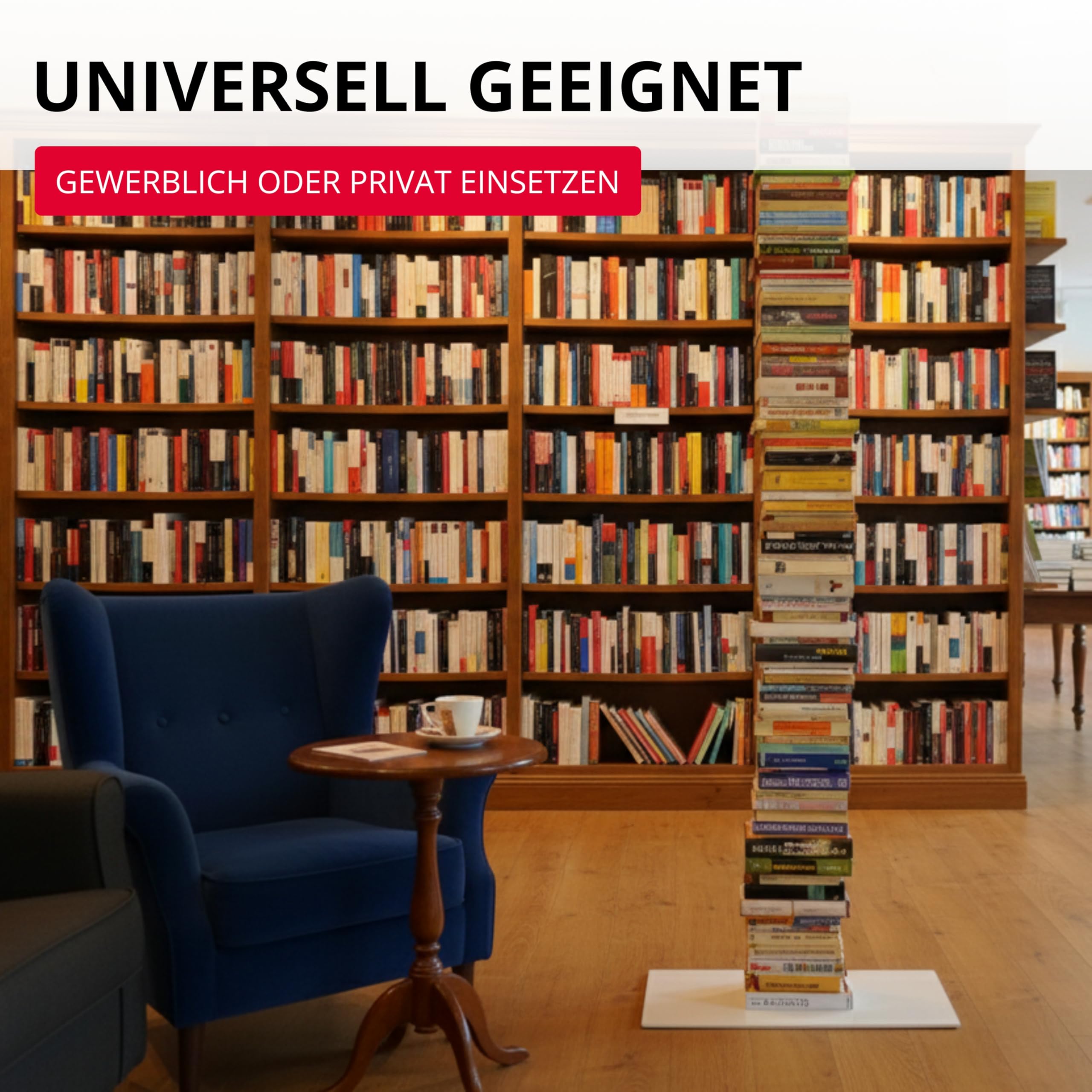 Radius Design Booksbaum Single Stand Groß Silber – Standregal aus pulverbeschichtetem Stahl, 170,5 cm hoch, platzsparendes Bücherregal mit Fuß & Einlegeböden, modernes Design (735C)