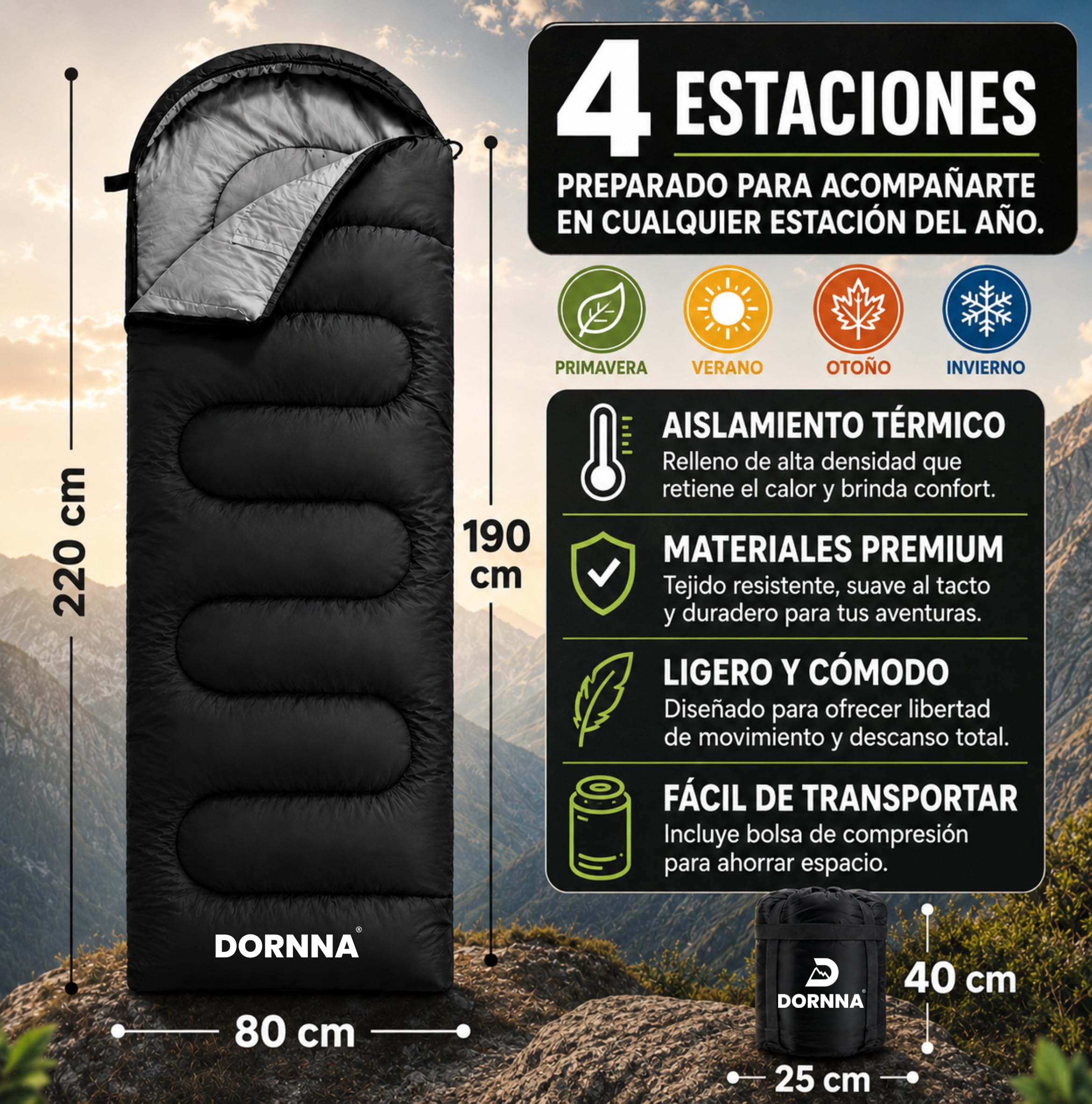 Sac de couchage pour adulte et enfants d'été et d'hiver, sac de couchage ultra léger 4 saisons, camping, randonnée, voyage en plein air.